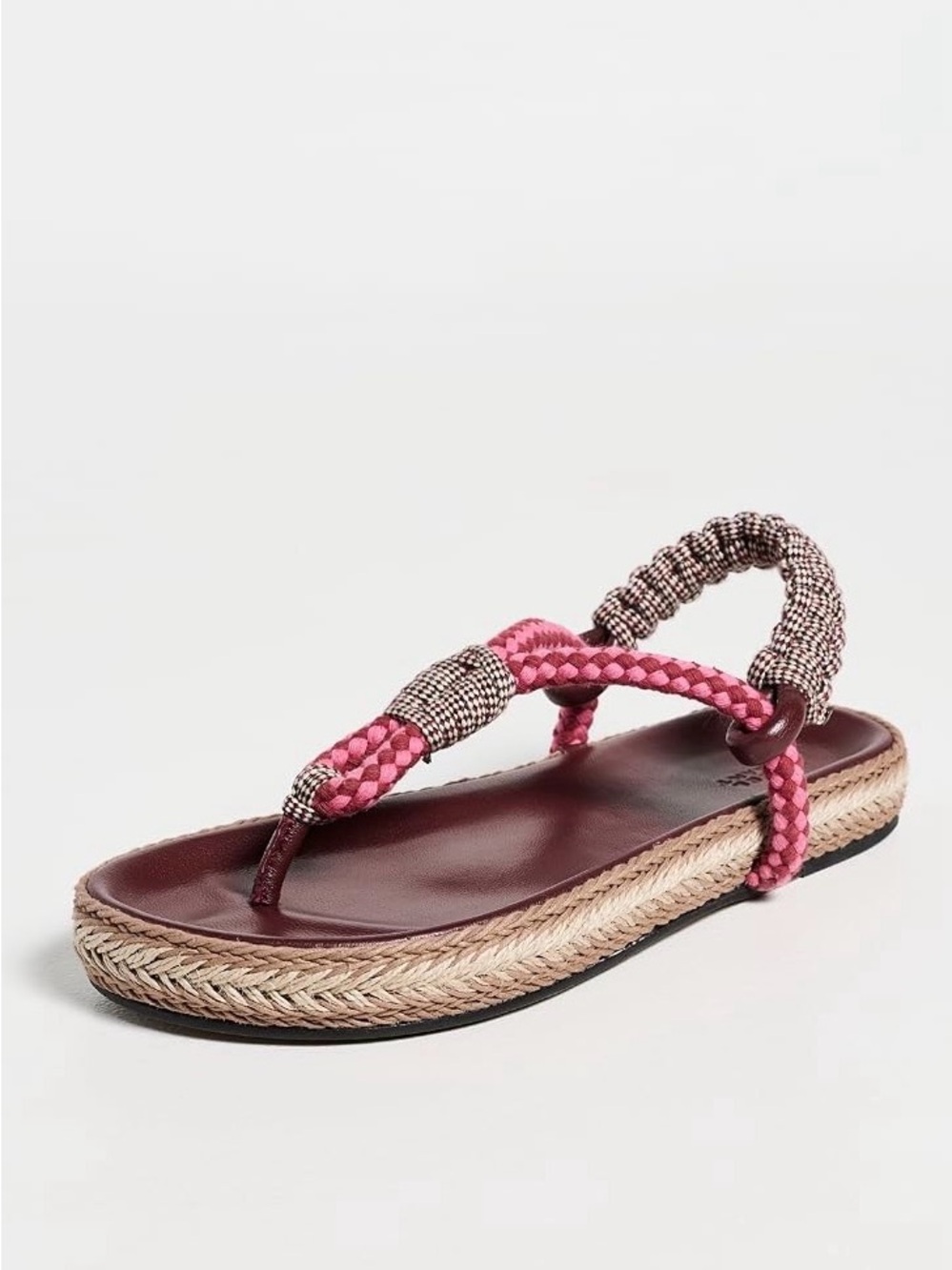 Isabel Marant Pink Braided Paracord Sandals with Woven Jute Platform